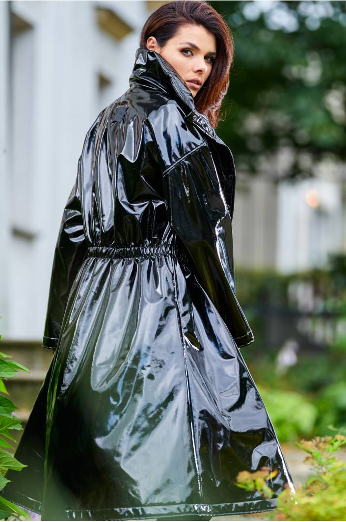 Long vinyl flared rain jacket, rain jacket online