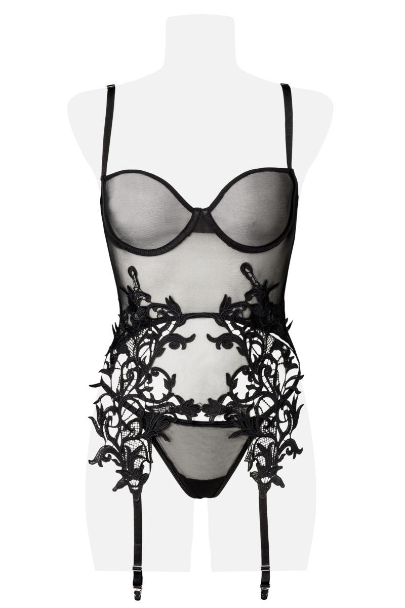 werkelijk humor Bron Luxe beugelcup jarretel body met gehaakte kant, lingerie online kopen