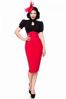 50s retro pencil skirt met hoge taille rood