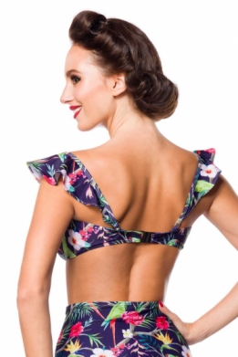 Vintage retro bikini top met tropical pattern