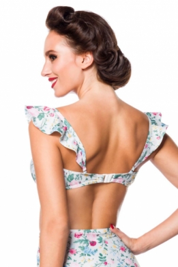 Vintage retro bikini top with rose bloemen pattern