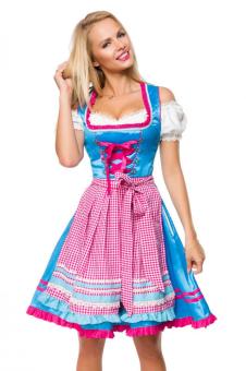 Colorful dirndl with checkered blue-pink apron