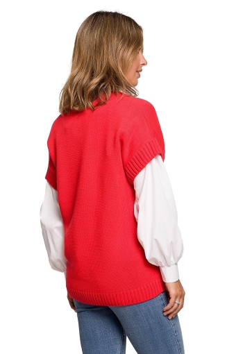 Gebreid vest met V-hals rood