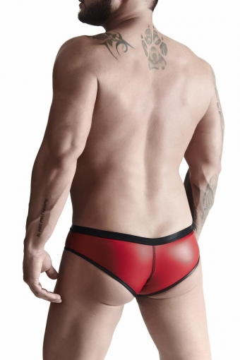 Heren sexy wetlook Brazilian slip rood