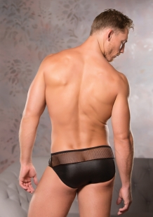 Heren sexy wetlook en visnet briefs