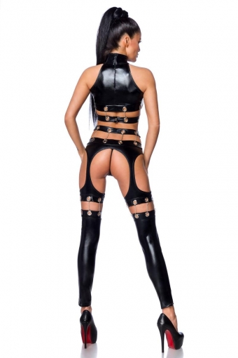 Kinky wetlook croptop & chaps legging