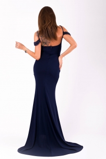 Maxi galajurk met parels details navy