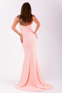 Maxi galajurk met parels details pink