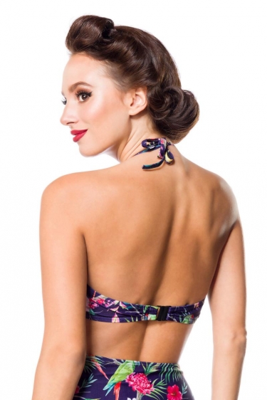 Vintage retro bikini top met tropical pattern