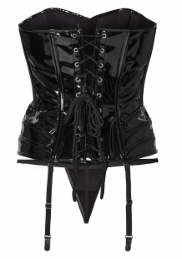 Ritmisch aanwijzing Gladys Lak corset met jarretels en string, lak kleding, kinky corsetten, kinky  kleding online -sassymania.nl